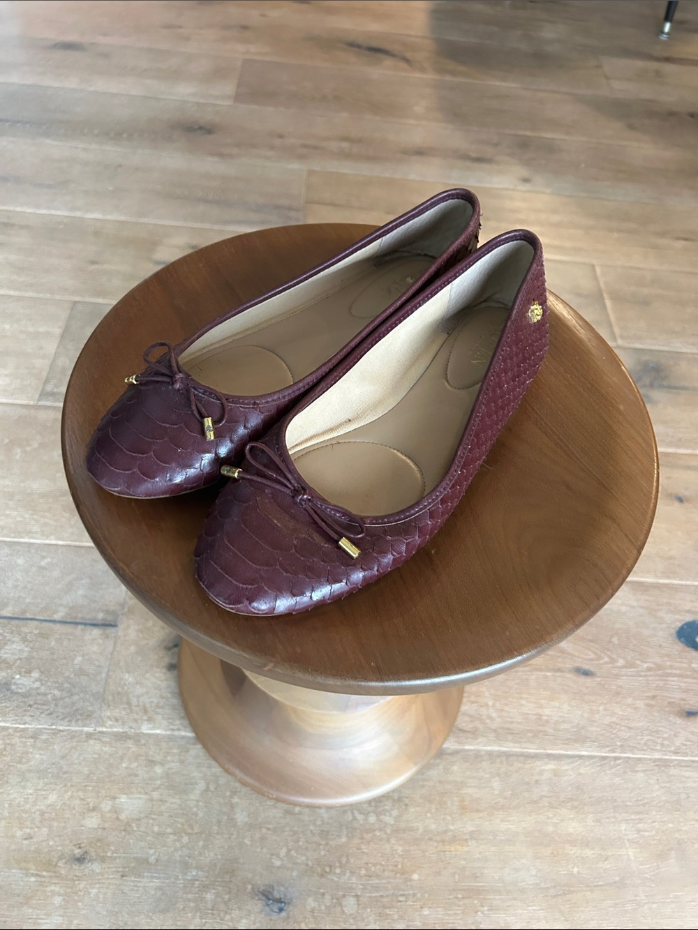 Lauren Ralph Lauren Wine Ballet Flats with Bow